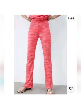 ZARA | Rib Texture Pink Pull On Pants Size Small